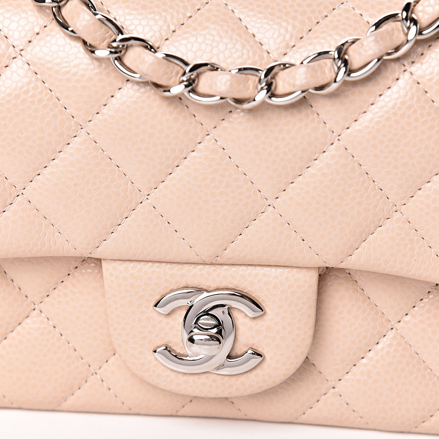 Caviar Quilted Mini Rectangular Flap Light Pink