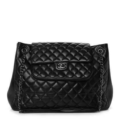 Chanel Lambskin Quilted Front Flap Tote Black 1 of 11