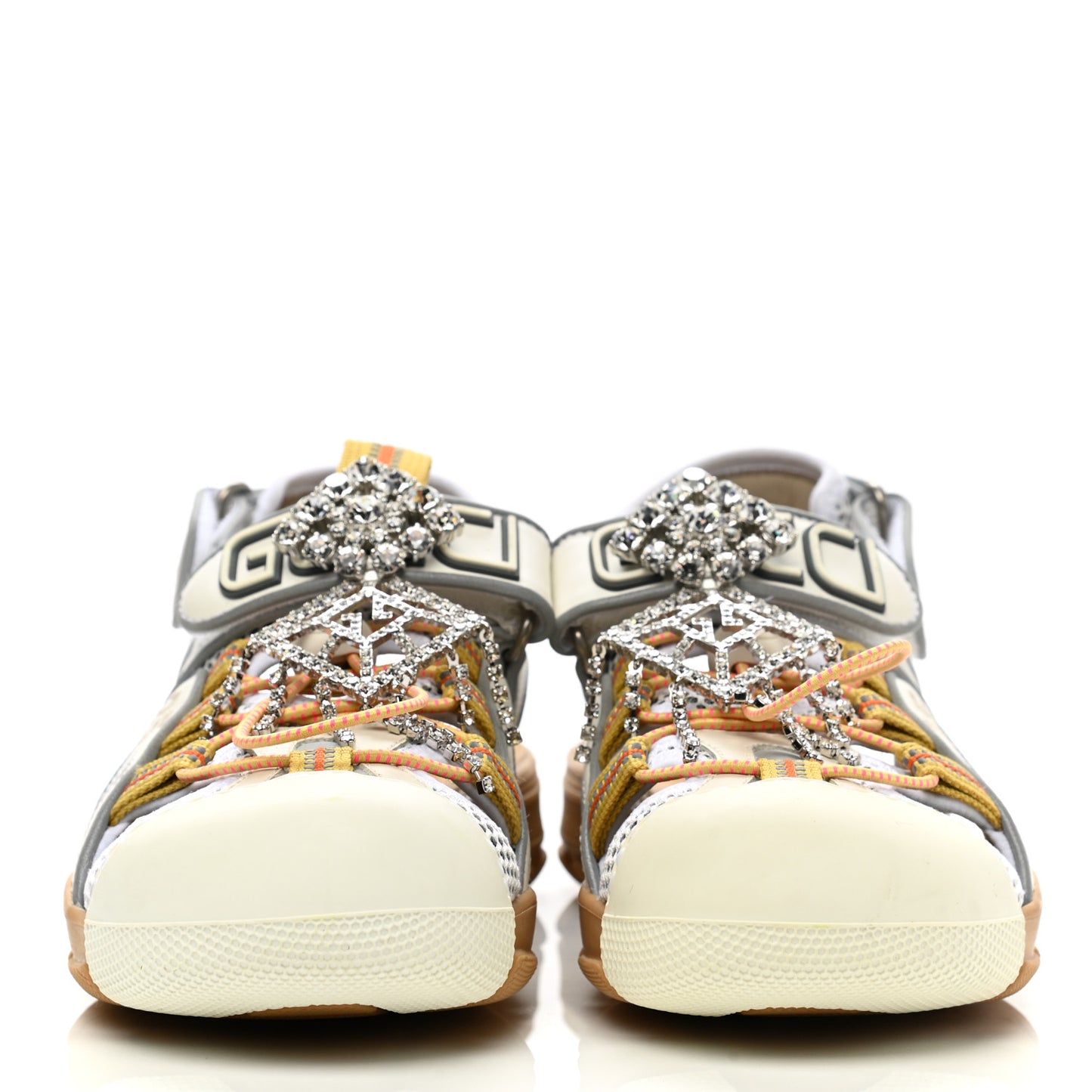 Mesh Fabric Tinsel Sport Sandals 37 White Silver