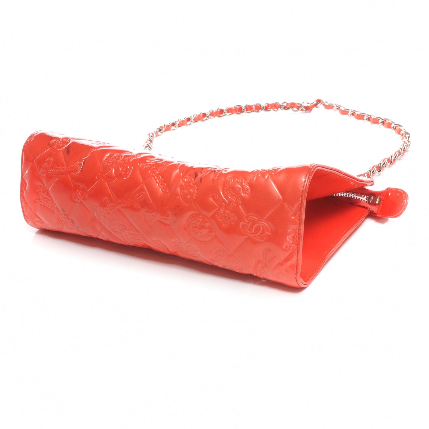 Patent Calfskin Lucky Symbols Pochette Coral
