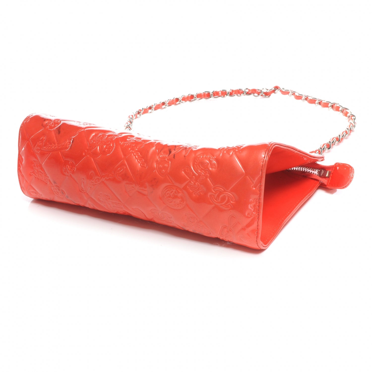 Chanel Patent Calfskin Lucky Symbols Pochette Coral 4 of 8