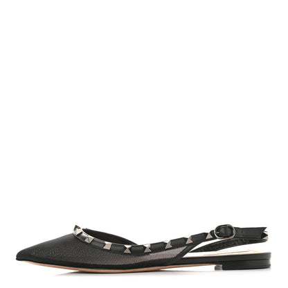 Valentino Garavani Mesh Rockstud Slingback Flats 38 Black 1 of 9