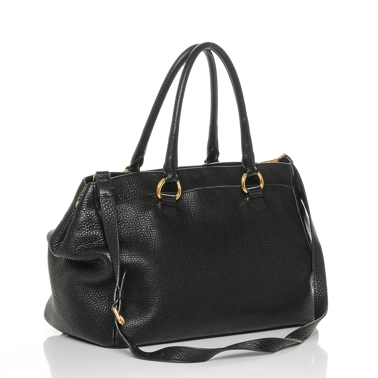 Prada Vitello Daino East West Tote Nero Black 3 of 6