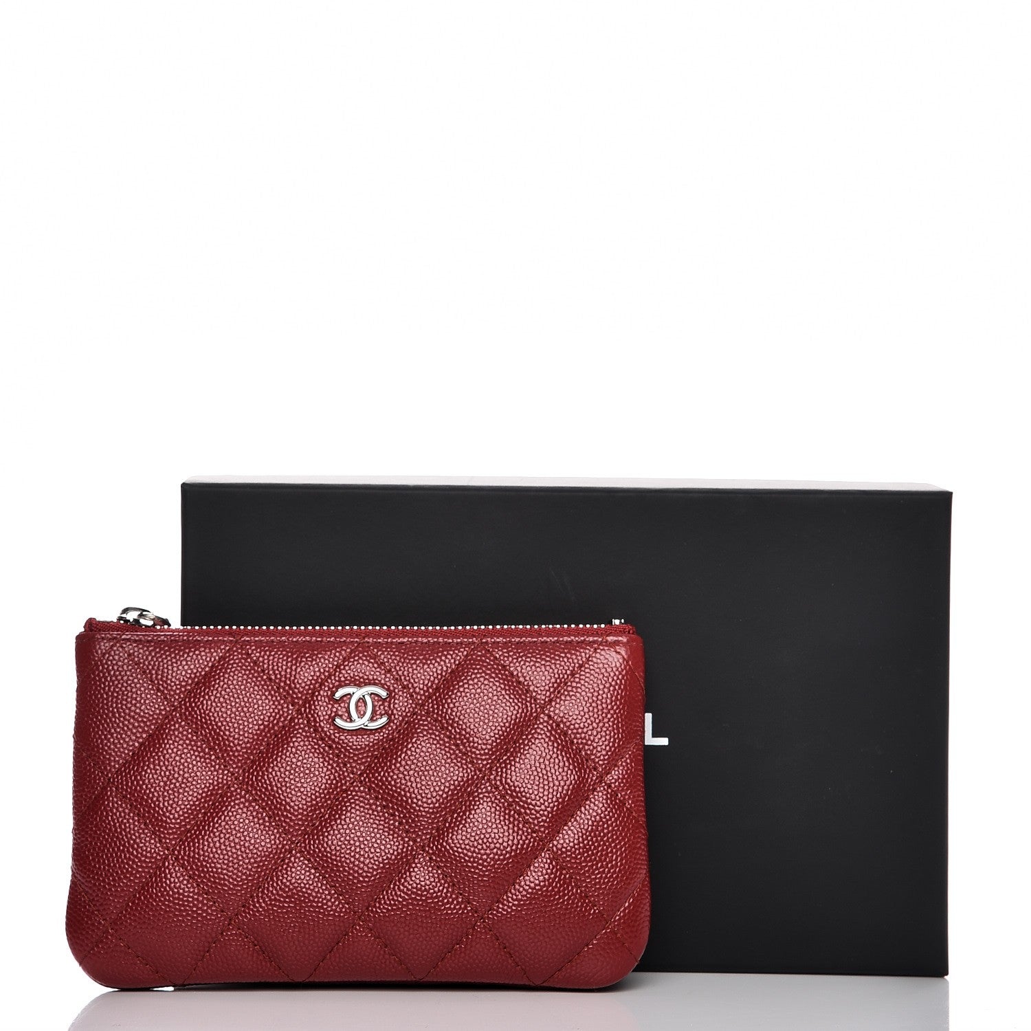 Chanel Caviar Quilted Small Cosmetic Case Dark Red 8 of 8