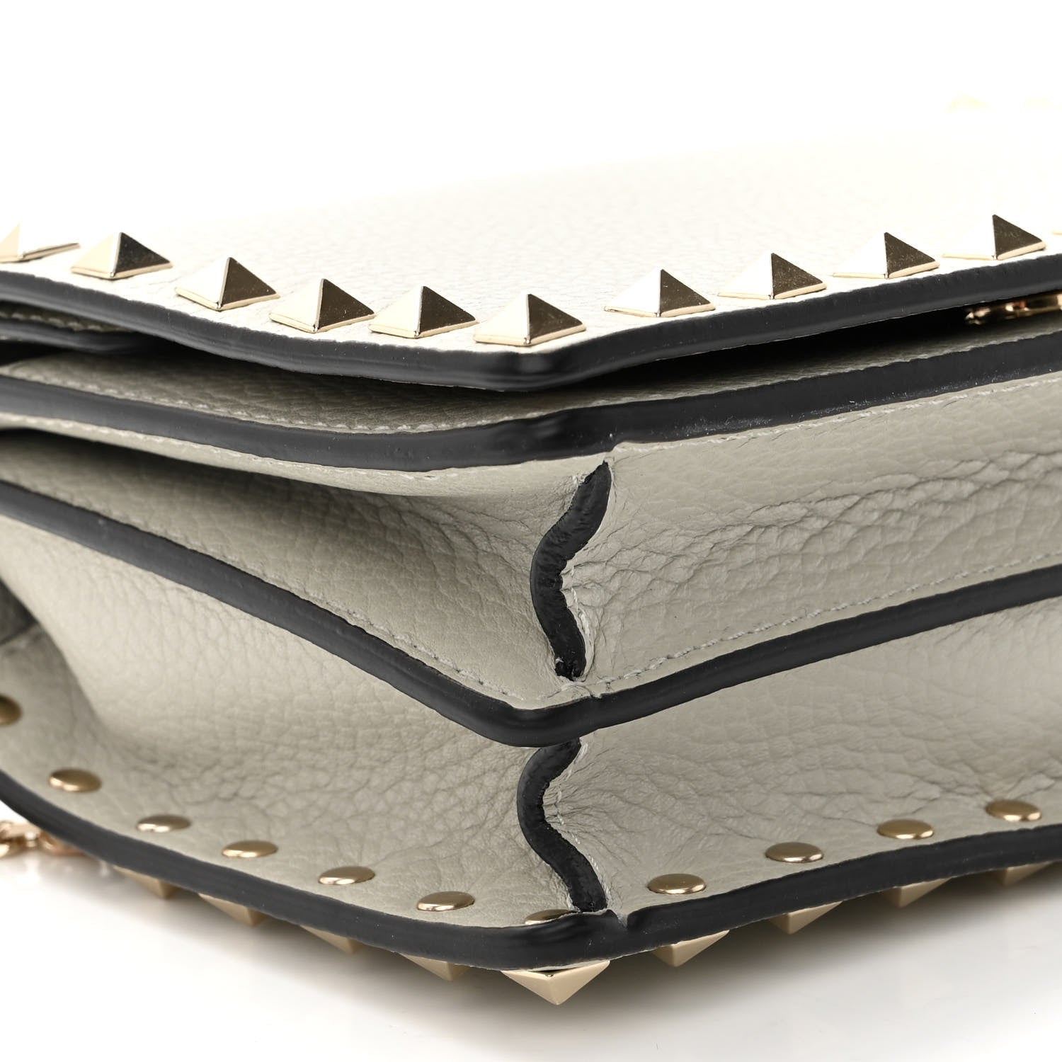 Valentino Garavani Pebbled Calfskin Rockstud Wallet on Chain Opal Grey 8 of 9