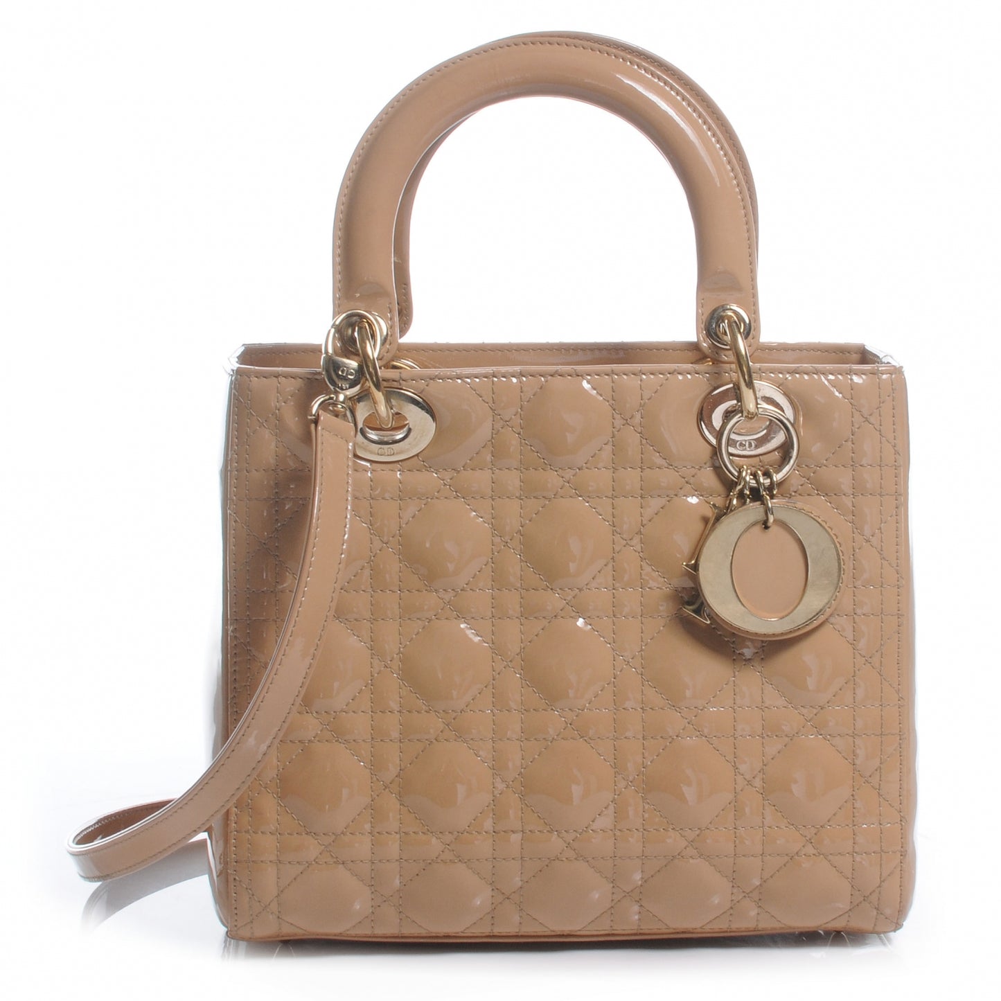 Patent Medium Lady Dior Beige