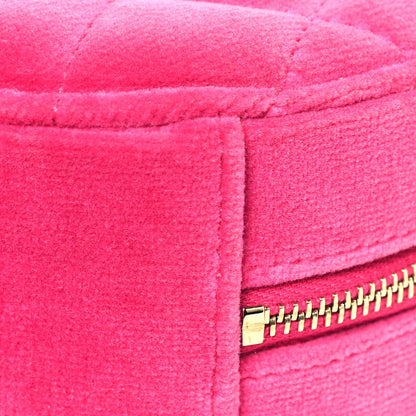 Chanel Velvet Round Quilted Pearl Crush Clutch With Chain Pink 10 of 13