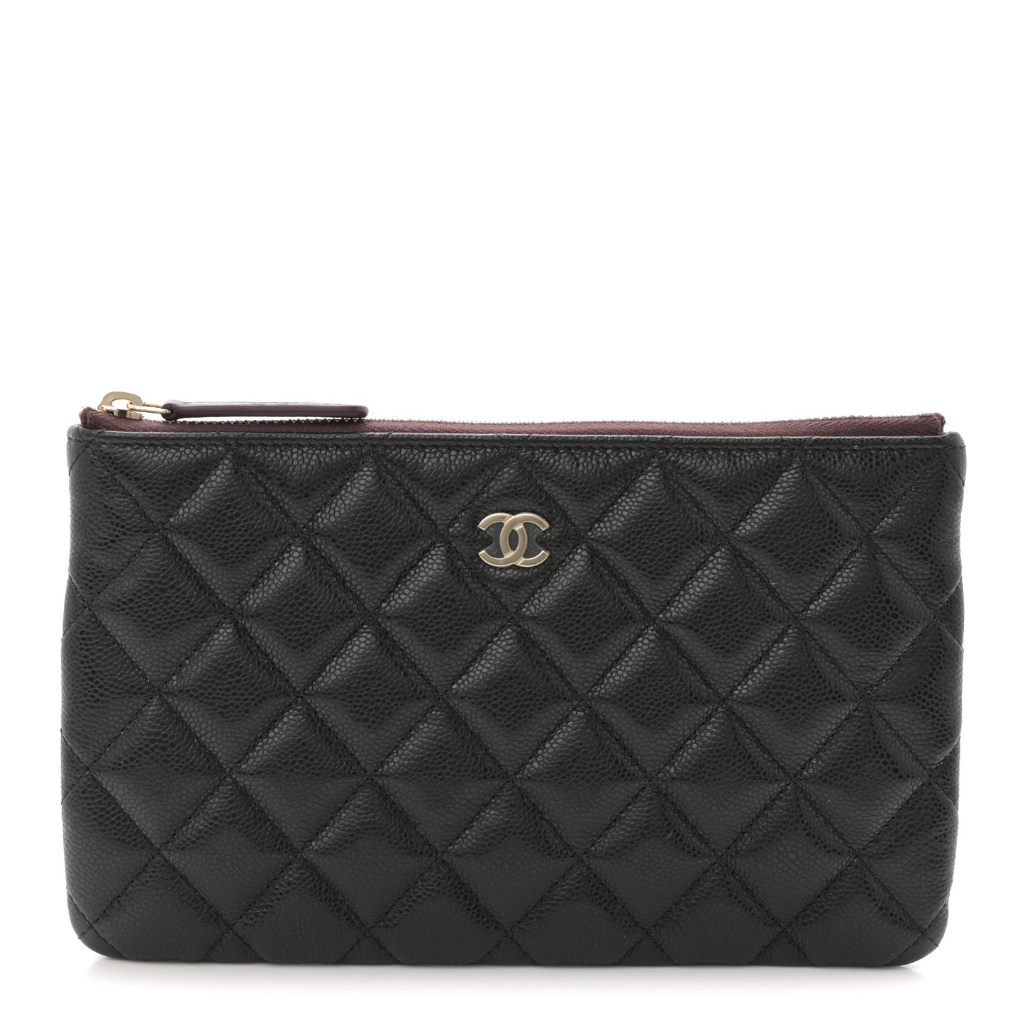 Caviar Quilted Small Zipped Pouch Black