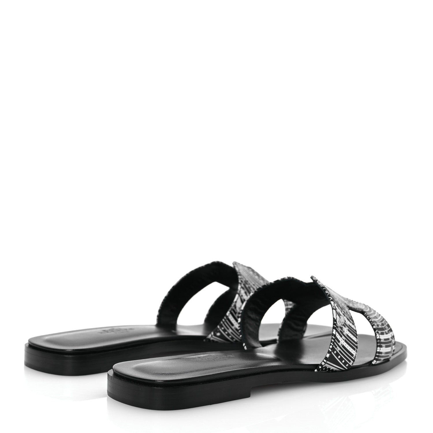 Hermes Calfskin Astrologie Bandana Oran Sandals 36.5 Black 5 of 13
