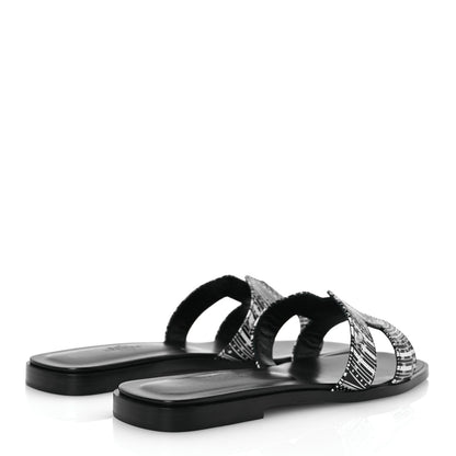 Hermes Calfskin Astrologie Bandana Oran Sandals 36.5 Black 5 of 13