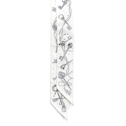Hermes Silk Les Cles A Pois Twilly White Gris Acier 2 of 4