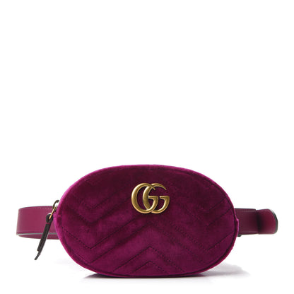 Gucci Velvet Matelasse GG Marmont Belt Bag 85 34 Fuchsia Violet Cyclamen 1 of 12