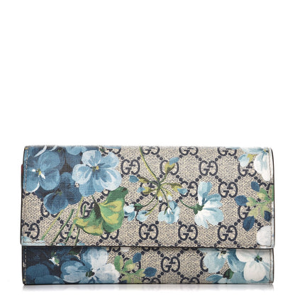 Gucci GG Supreme Monogram Blooms Continental Wallet Blue 1 of 9