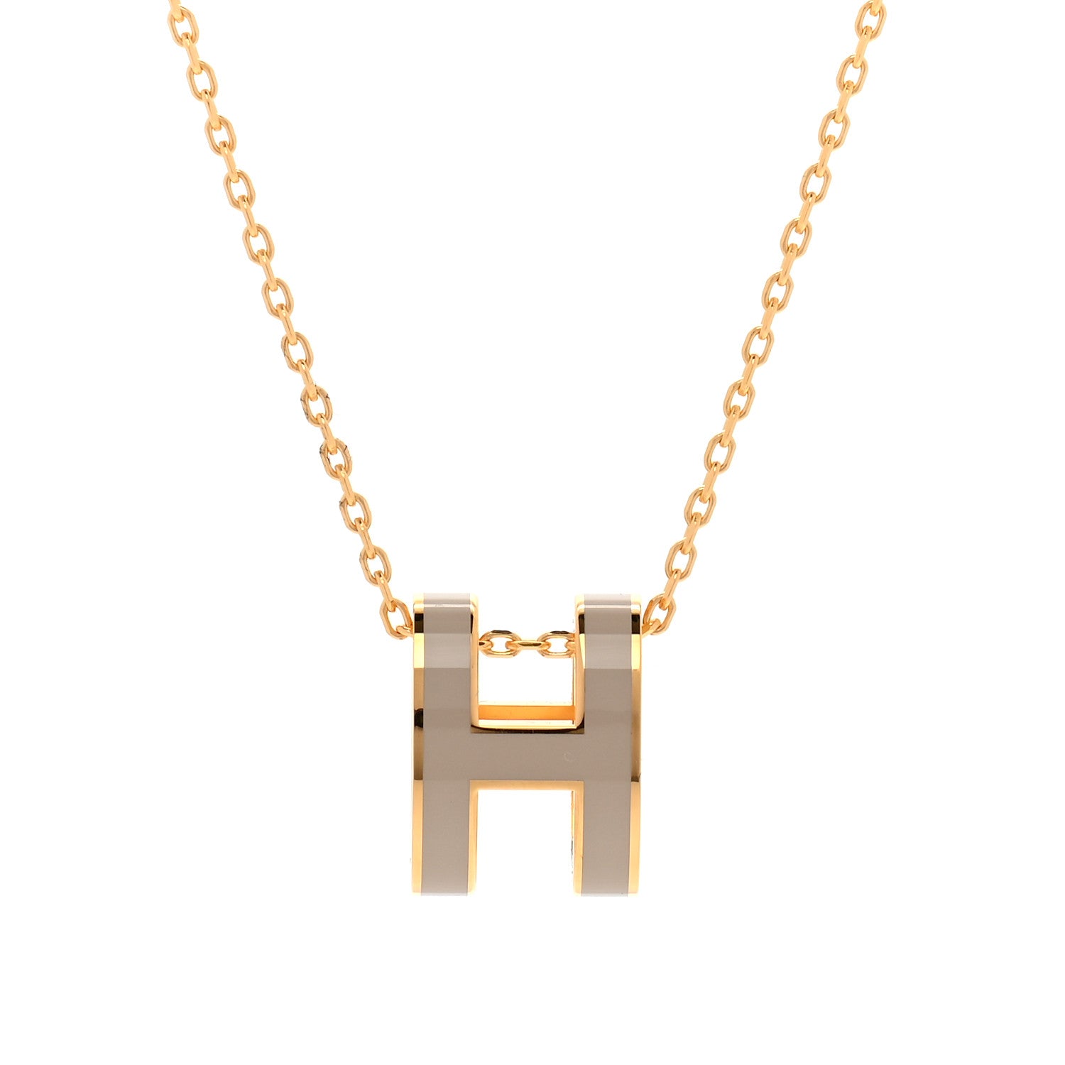 Hermes Lacquered Gold Pop H Pendant Necklace Marron Glace 4 of 7