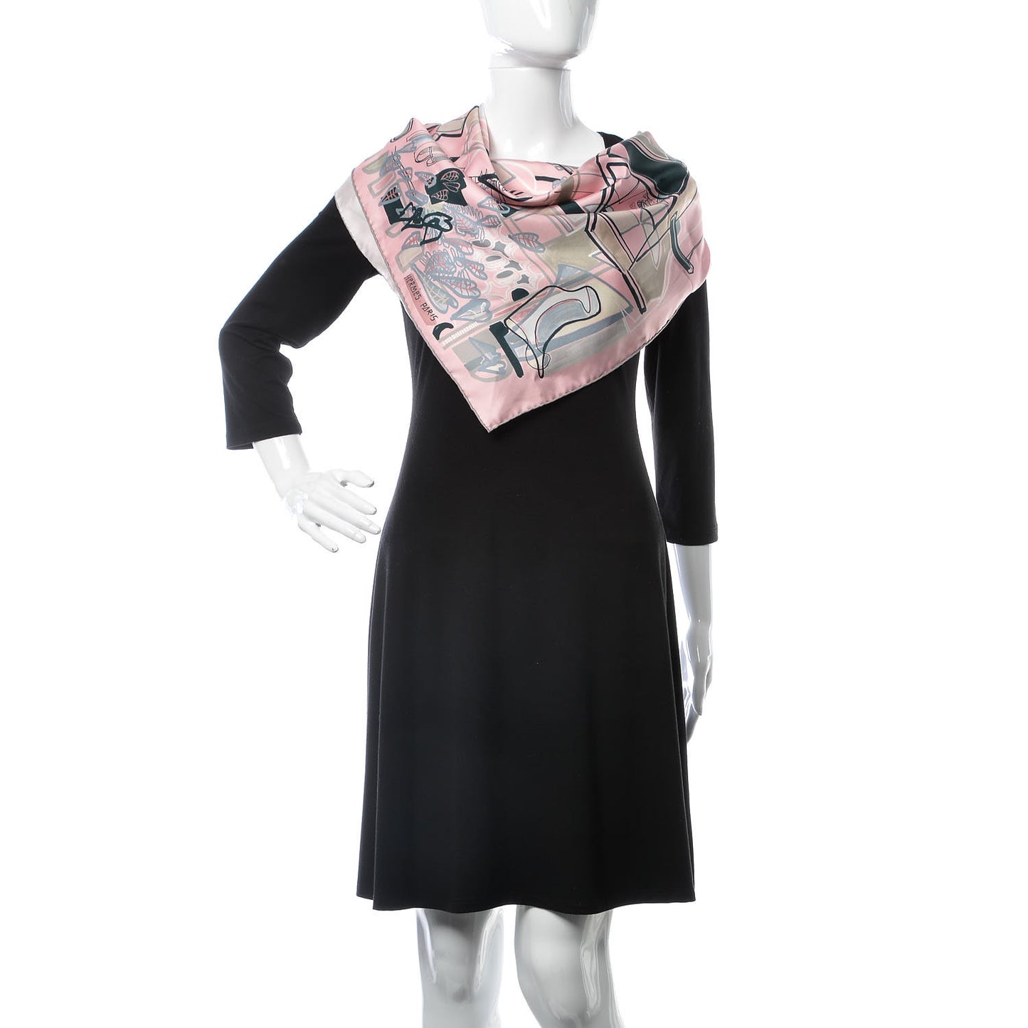 Silk Modernisme Tropical Scarf 90 Rose Pale Argile Gris