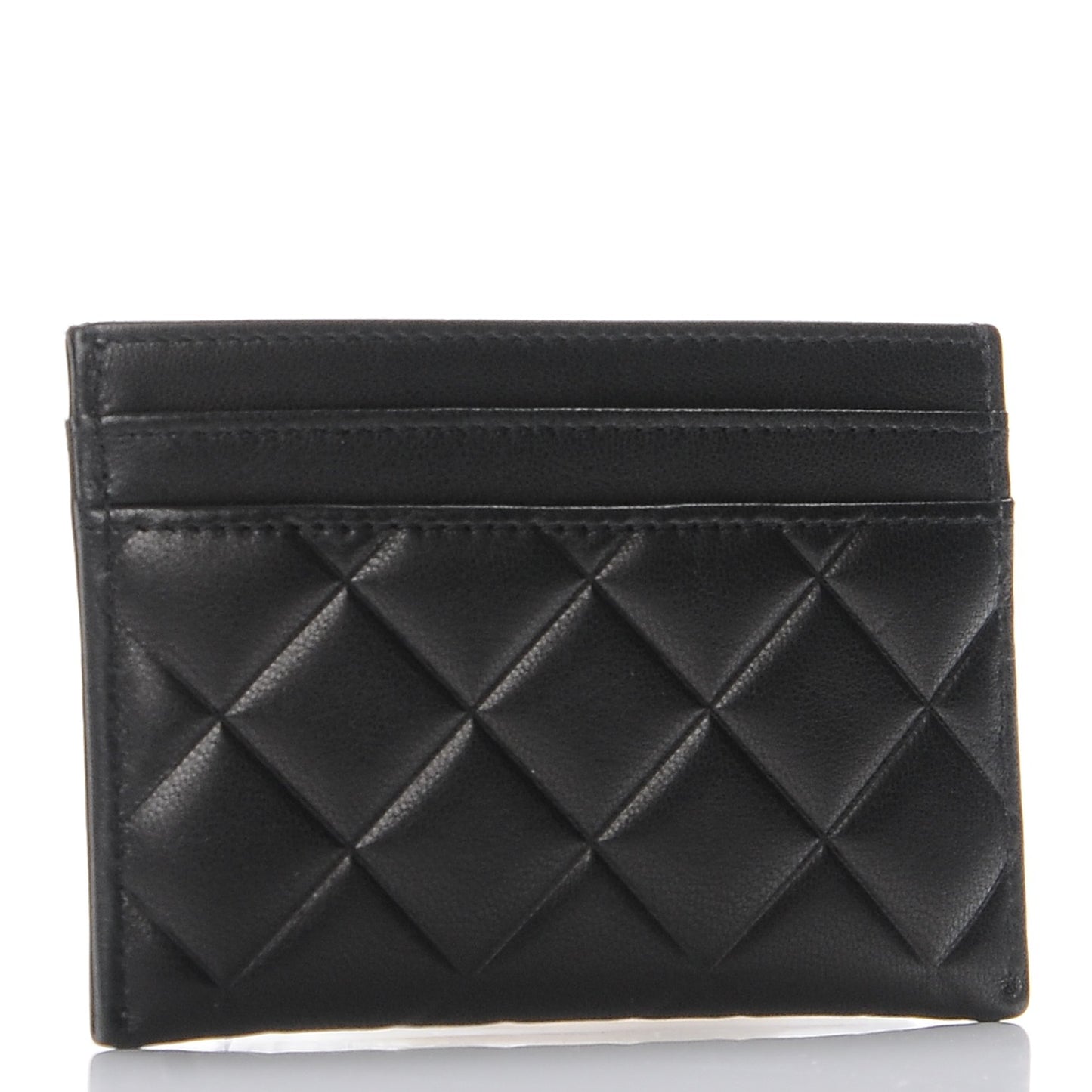 Lambskin Quilted Diamond CC Card Holder Black