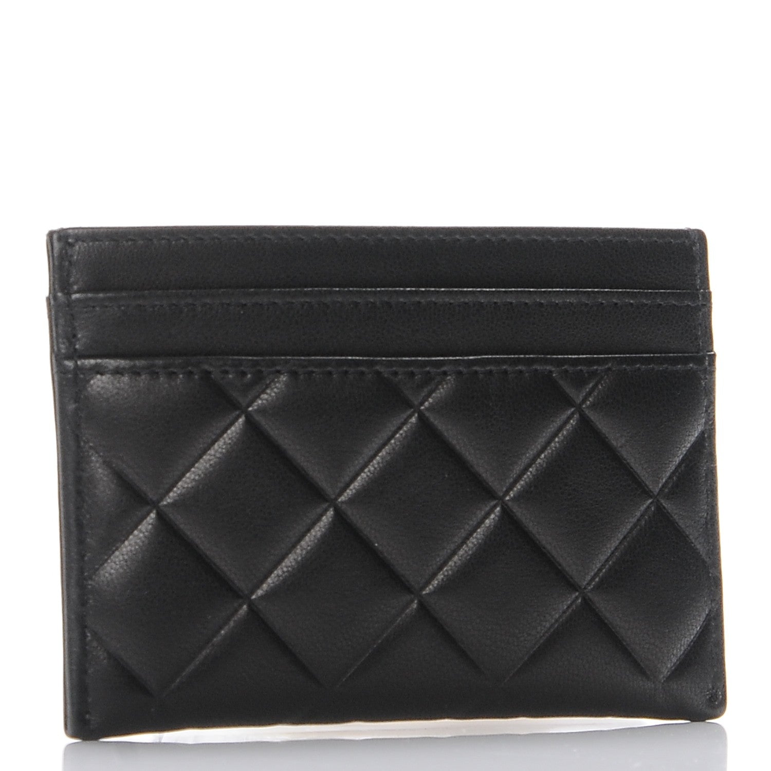 Chanel Lambskin Quilted Diamond CC Card Holder Black 3 of 9