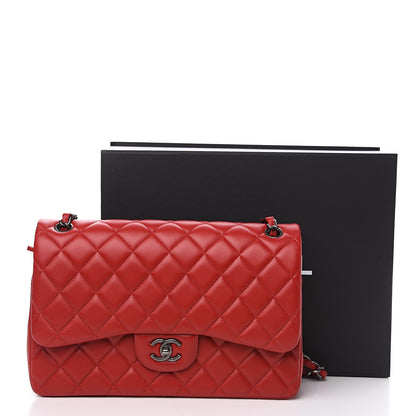 Chanel Lambskin Quilted Jumbo Double Flap Red 11 of 11