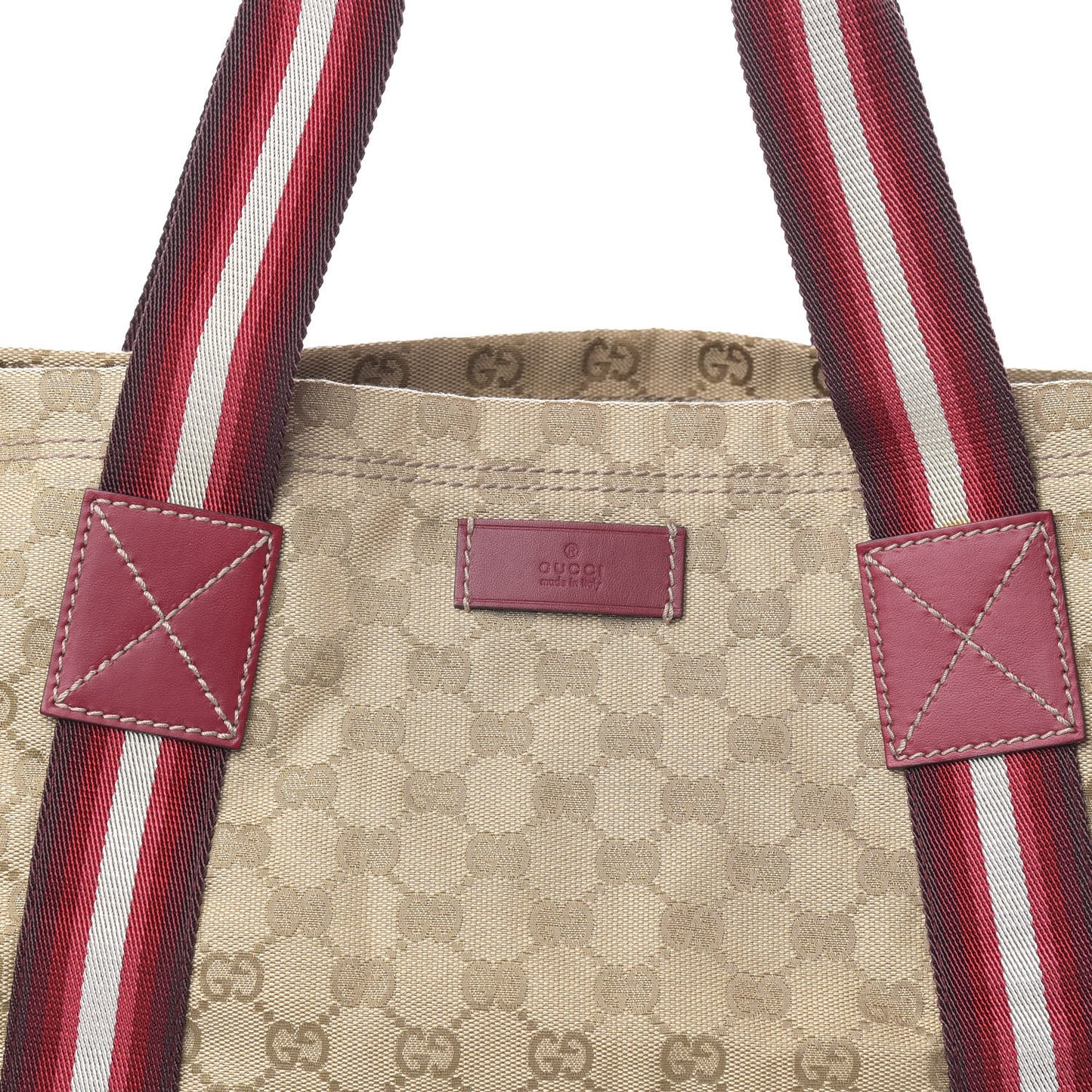 GG Monogram Medium Web Handle Vertical Tote Red