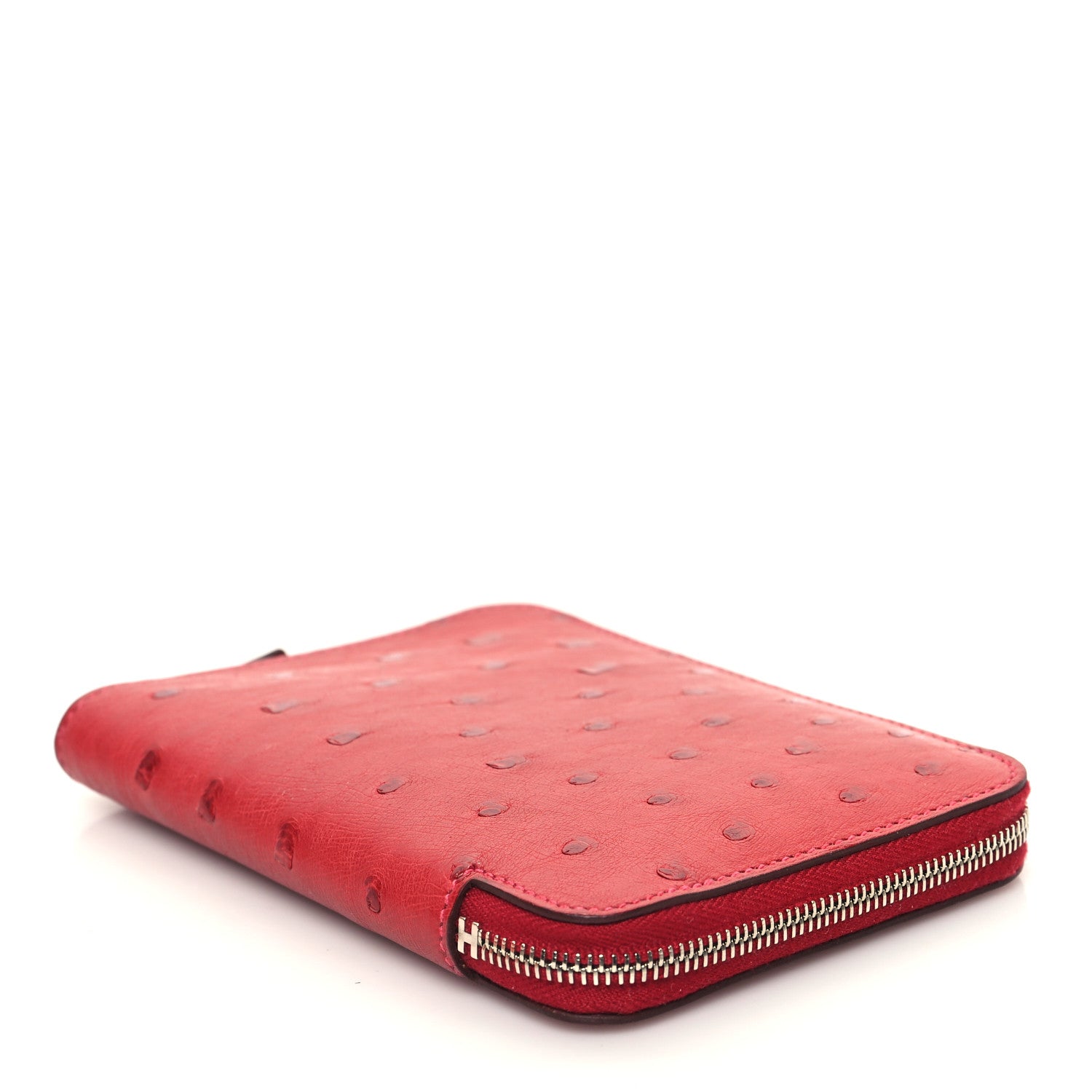 Hermes Ostrich Azap Vertical Wallet Rouge Vif 4 of 10