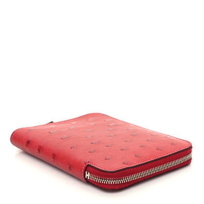 Hermes Ostrich Azap Vertical Wallet Rouge Vif 4 of 10