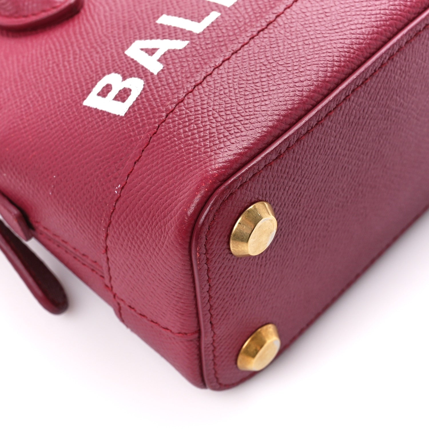 Balenciaga Signature Grained Calfskin Logo XXS Ville Top Handle Bag Rouge Grenat White 10 of 16