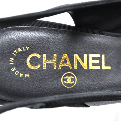 Chanel CC Bow Slingback Pumps 38 Black 6 of 10