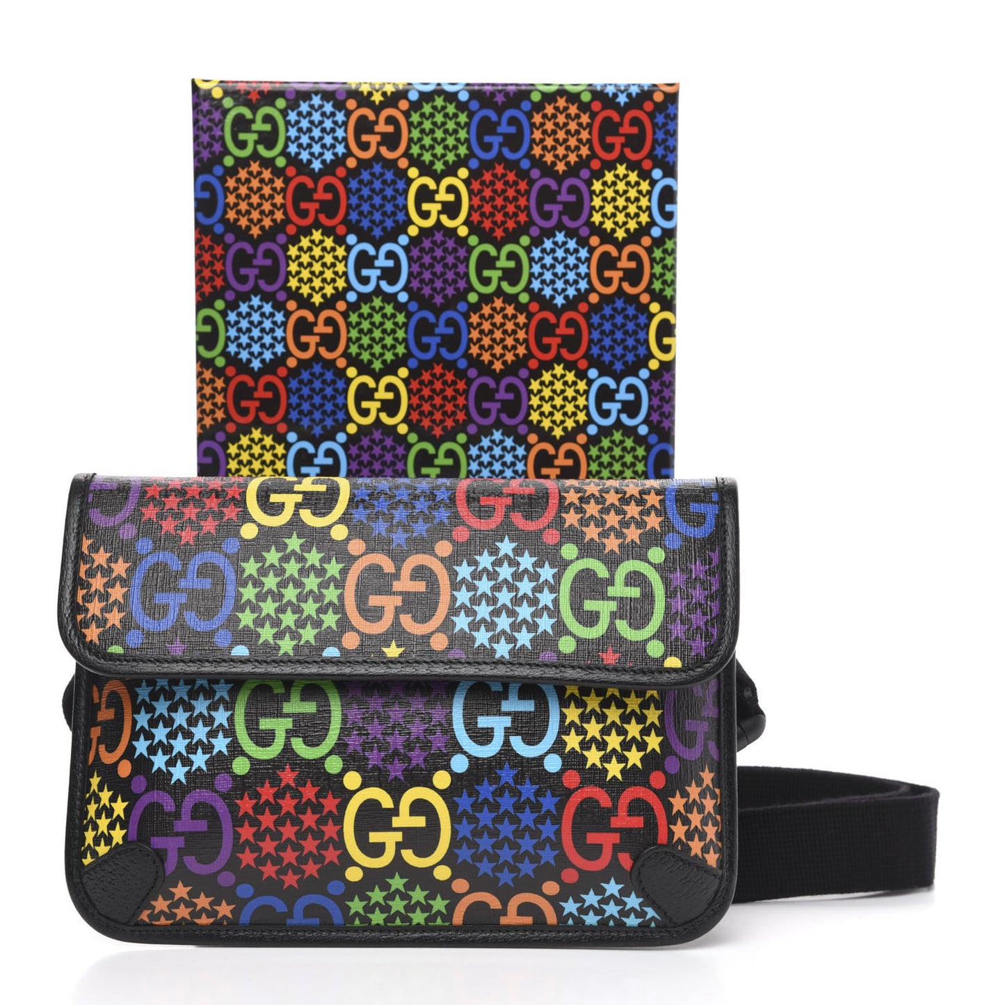 GG Supreme Monogram Psychedelic Slim Belt Bag Black