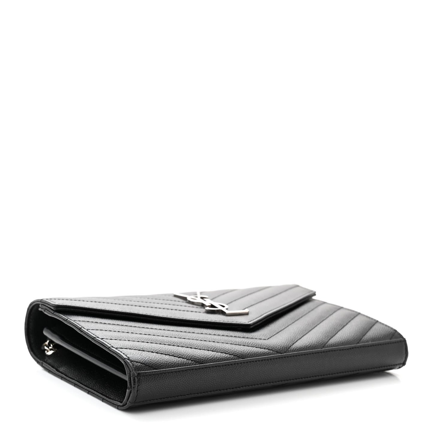 Grain De Poudre Matelasse Chevron Monogram Chain Wallet Black