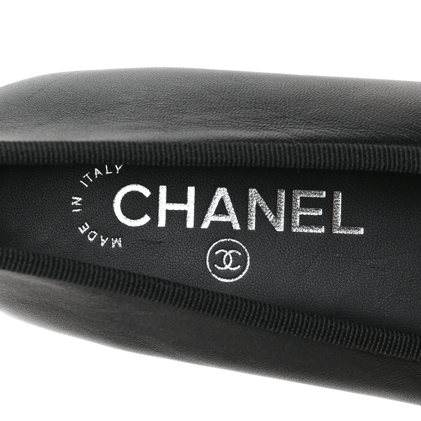 Lambskin CC Cap Toe Ballerina Flats 37 Black Dark Grey