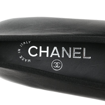 Chanel Lambskin CC Cap Toe Ballerina Flats 37 Black Dark Grey 7 of 8
