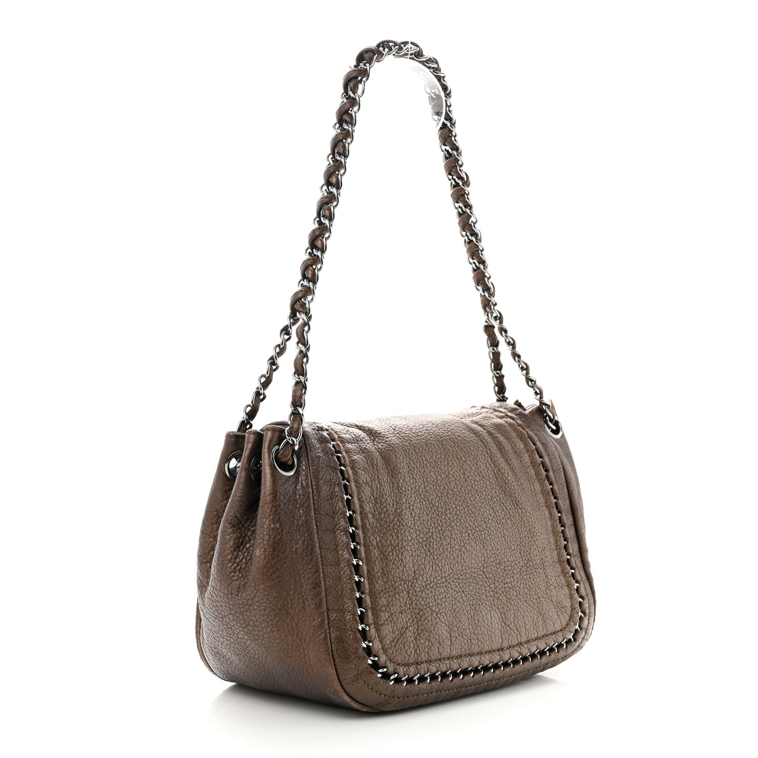 Chanel Metallic Deerskin Small Luxe Ligne Flap Bronze 3 of 16