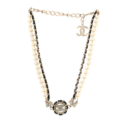 Chanel Pearl Crystal Lambskin CC Choker Gold Black 3 of 7
