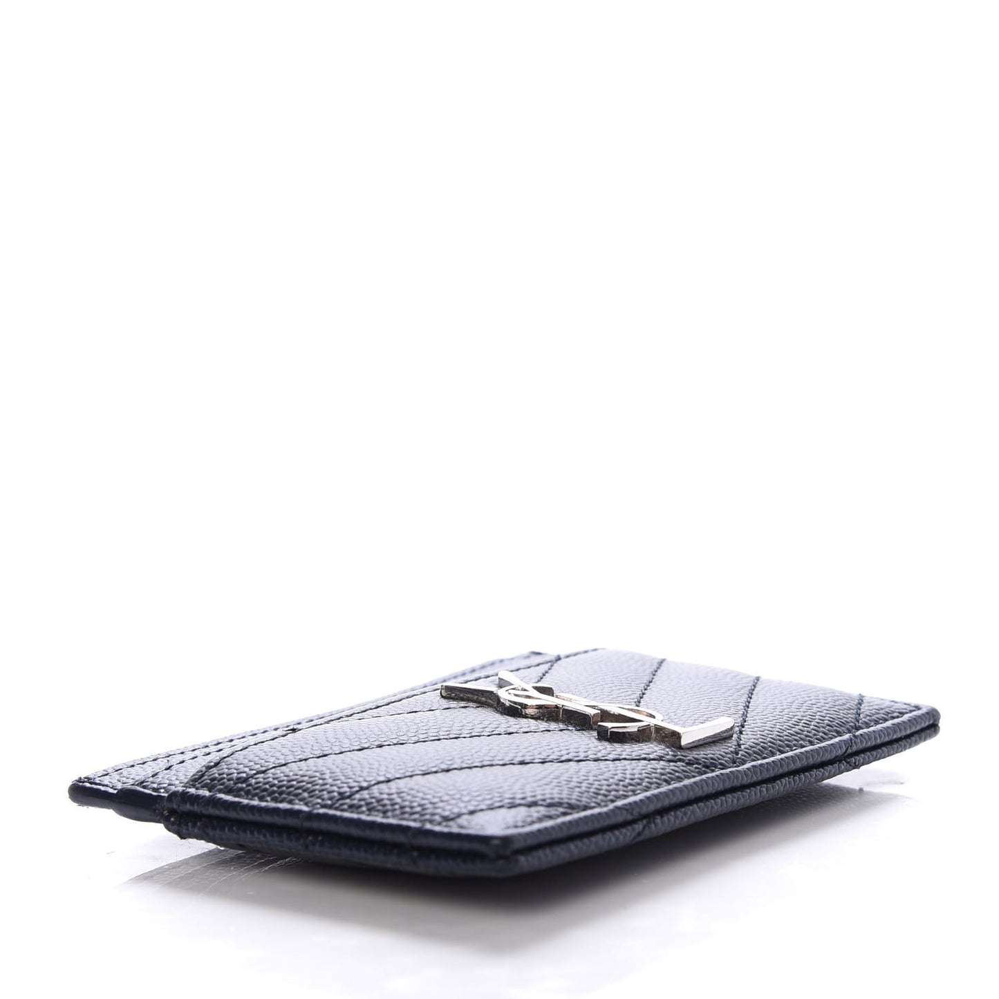 Grain De Poudre Matelasse Monogram Chevron Credit Card Case Deep Marine