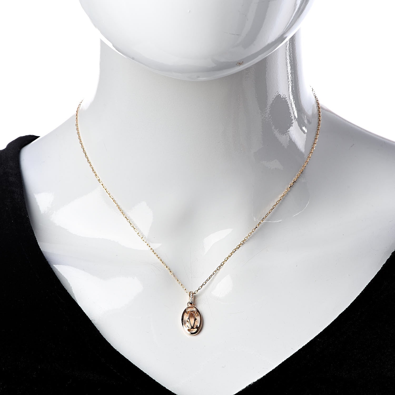 Cartier 18K Pink Gold Diamond Logo Pendant Necklace 2 of 6