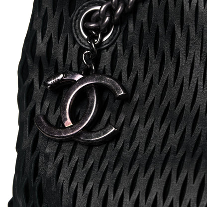 Chanel Calfskin Laser Cut Perforated CC Tote Black 12 of 12