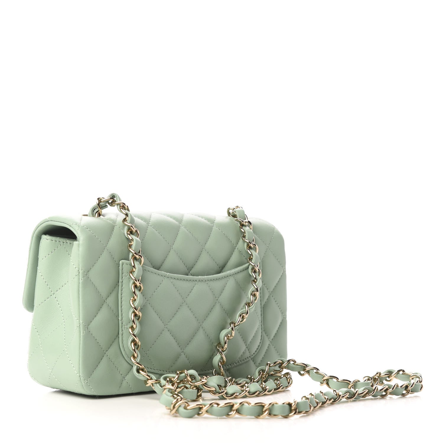 Chanel Lambskin Quilted Mini Rectangular Flap Light Green 3 of 9