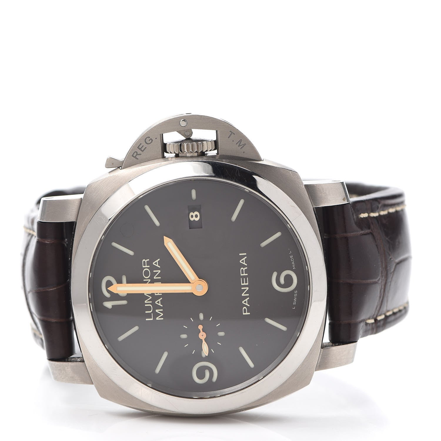 Panerai Titanium Alligator 44mm Luminor Marina 1950 Automatic Watch Brown PAM00359 2 of 4