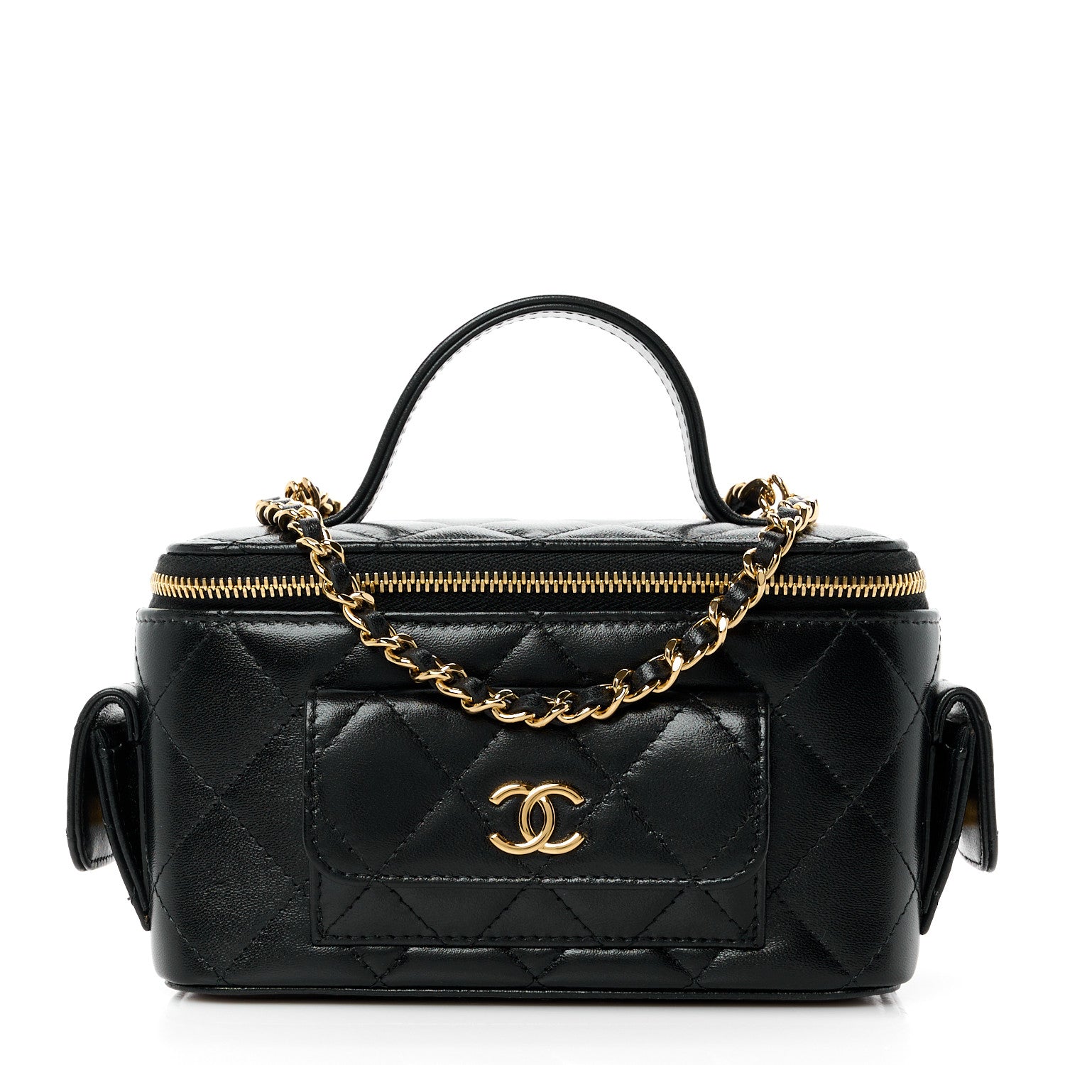 Chanel Lambskin Quilted Polly Pocket East West Top Vanity With Chain Black 1 of 12