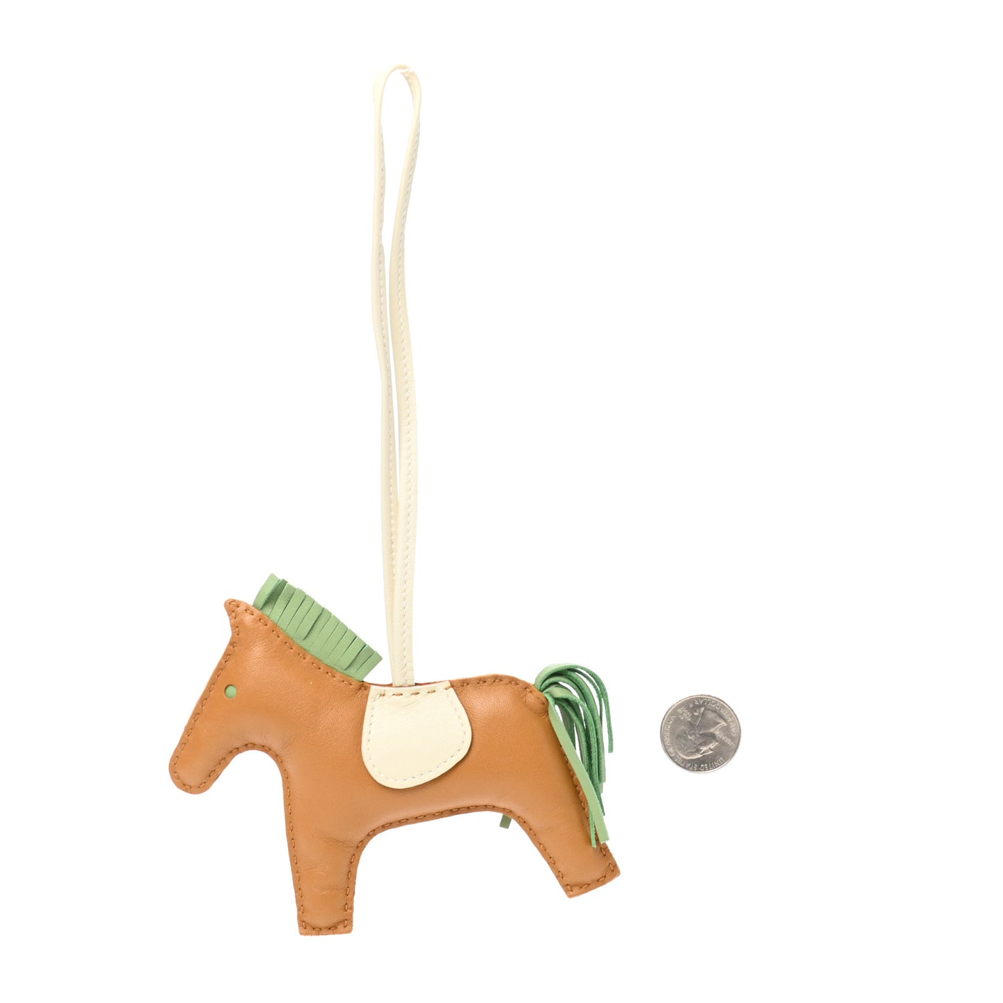Milo Lambskin Grigri Rodeo Horse Bag Charm MM Sesame Vert Criquet Craie