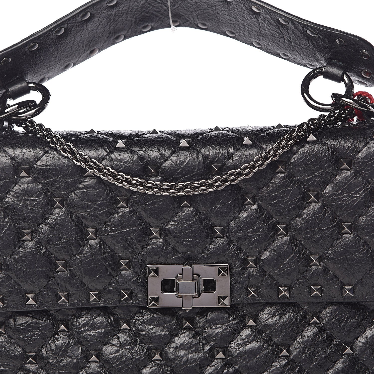 Valentino Garavani Craquele Nappa Medium Rockstud Spike Shoulder Bag Black 11 of 13