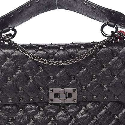 Valentino Garavani Craquele Nappa Medium Rockstud Spike Shoulder Bag Black 11 of 13