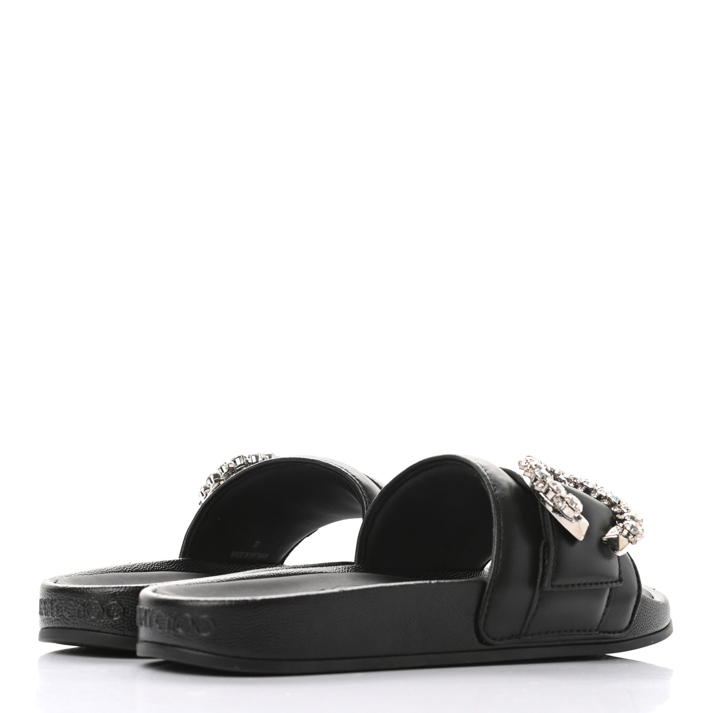 Crystal Nappa Fallon Slide Sandals 37 Black