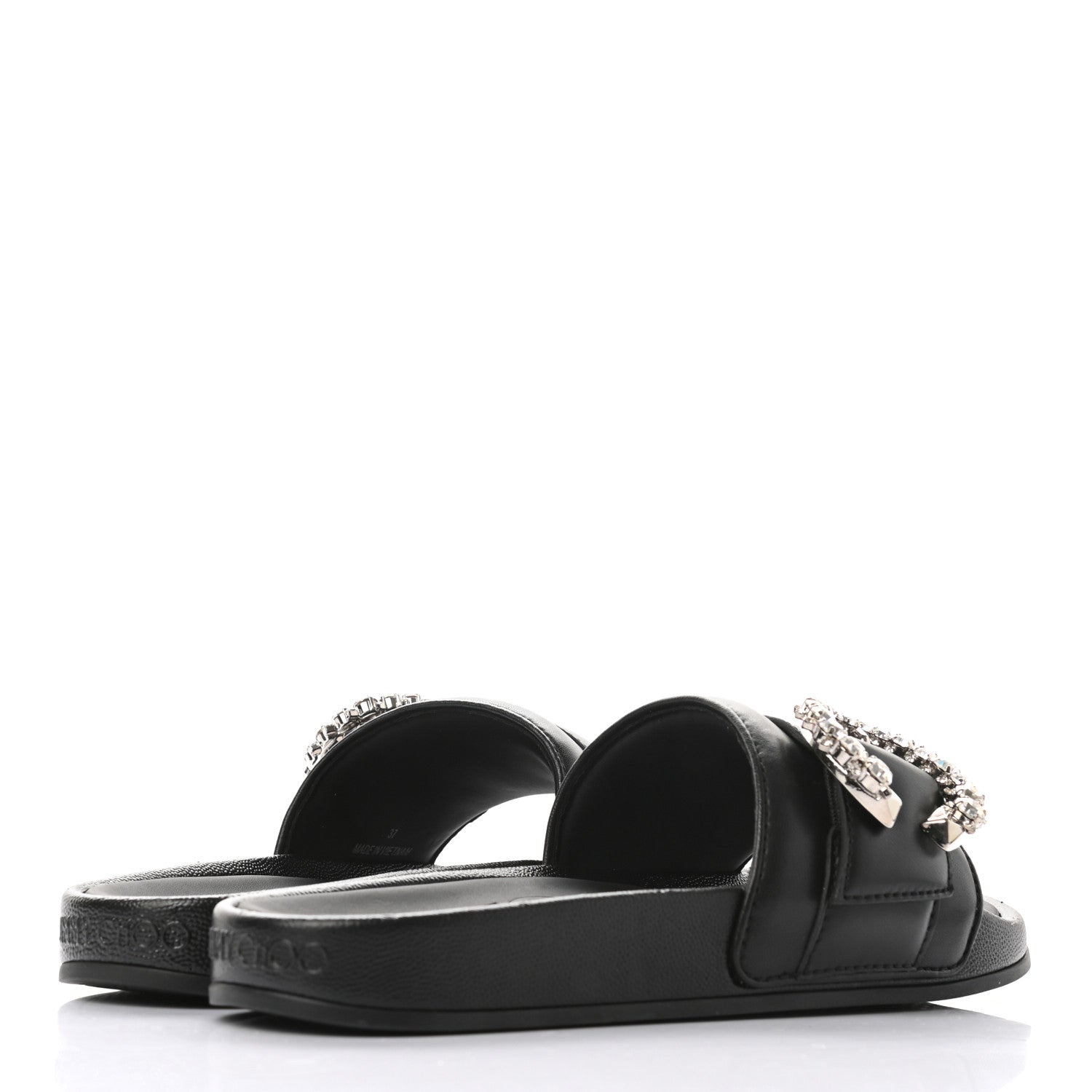 Jimmy Choo Crystal Nappa Fallon Slide Sandals 37 Black 4 of 8