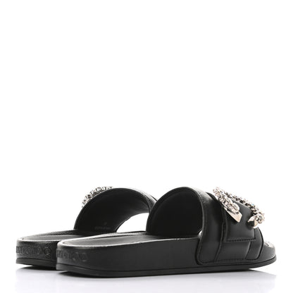 Jimmy Choo Crystal Nappa Fallon Slide Sandals 37 Black 4 of 8