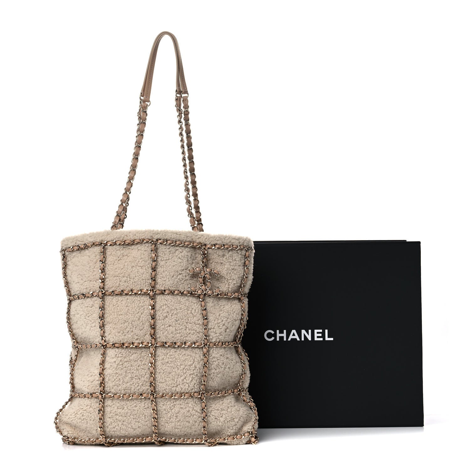 Chanel Shearling Small Shopping Chain Bag Beige 11 of 11
