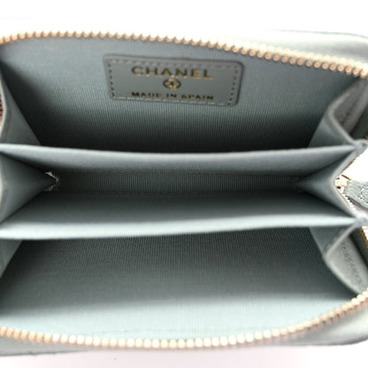 Chanel Caviar Quilted Zip Around Coin Purse Wallet Grey 5 of 8