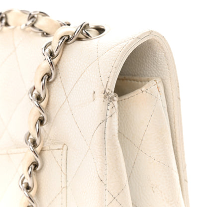 Chanel Caviar Quilted Jumbo Single Flap White 17 of 21