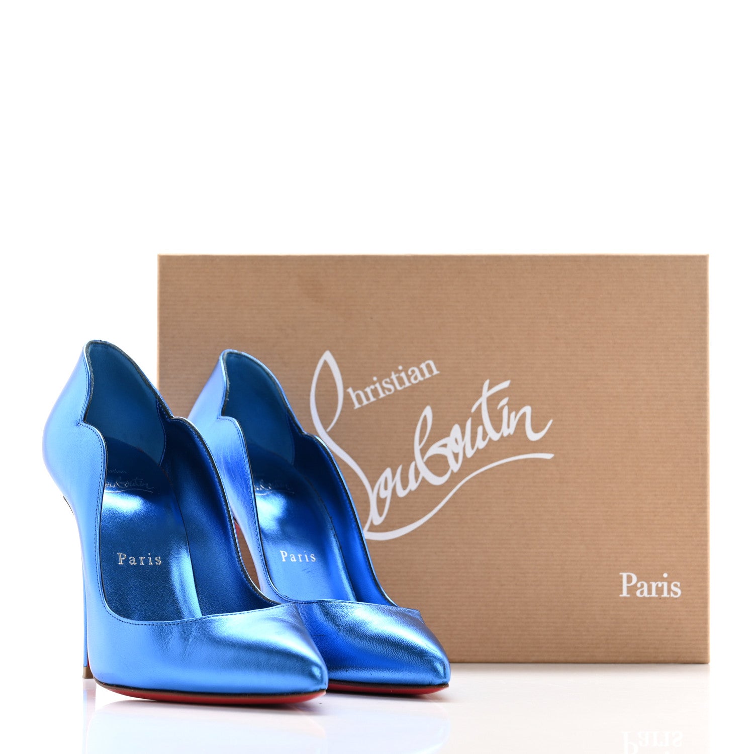 Christian Louboutin Metallic Patent Hot Chick 100 Pumps 36 Blue 19 of 19