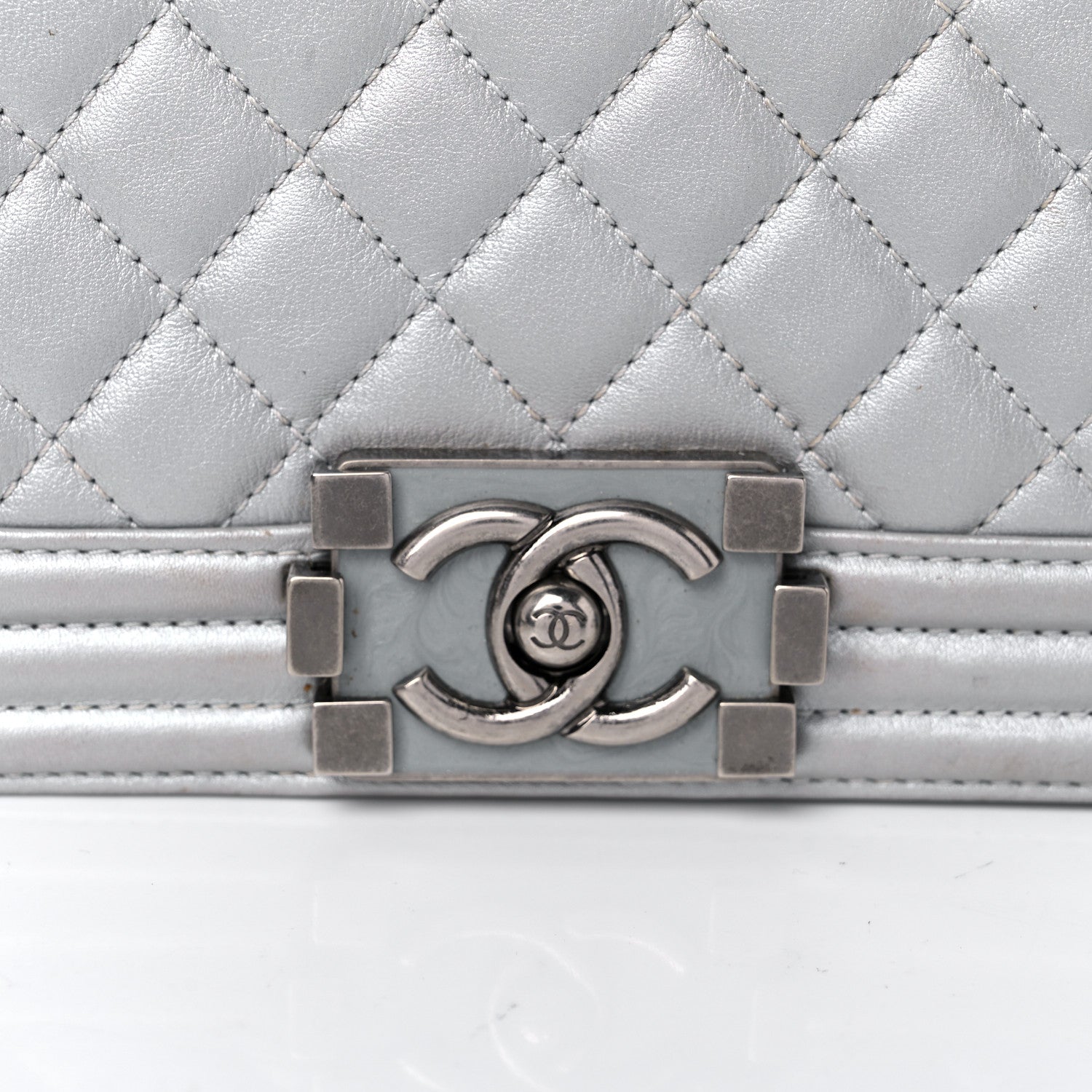 Chanel Metallic Calfskin Quilted Small Boy Flap Silver 14 of 17